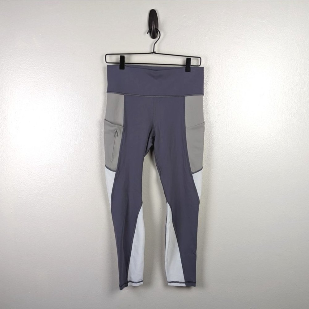 Athleta Women Colorblock Up For Anything 7/8 Tight Grey Medium Pockets